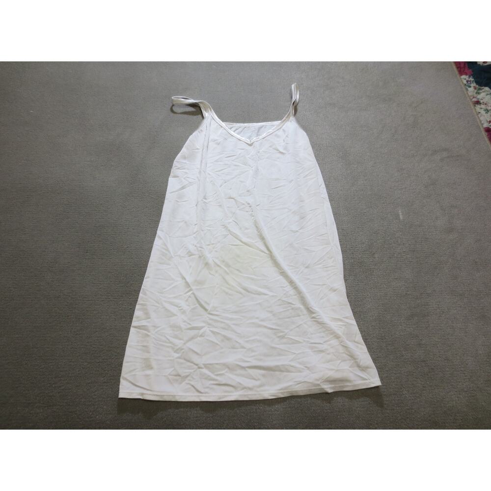 VINTAGE Vanity Fair Womens Slips 18 Nightie White Satiny Sleeveless
